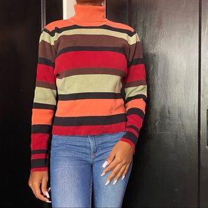 Harold's red and orange stripe turtle neck sweater Sz M
